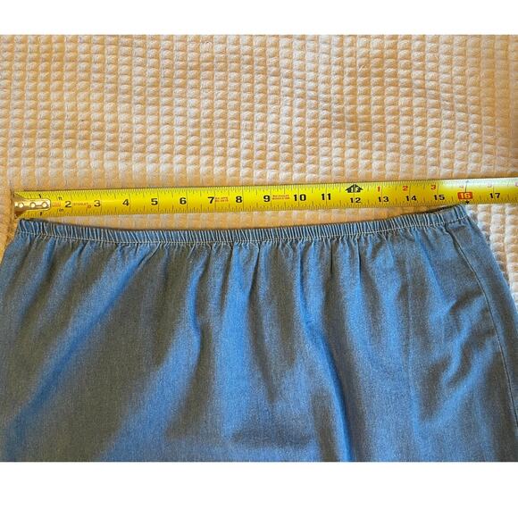 VTG VS Vintage Studio Cottage Preppy Denim Chambray Pull On Cotton Skirt 14 - Picture 7 of 9